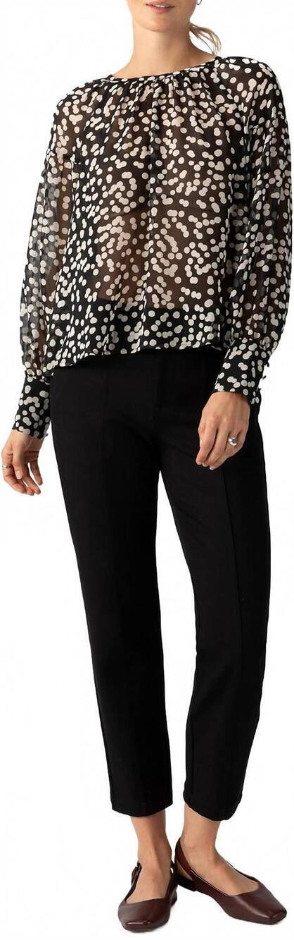 NEW SANCTUARY volume sleeve popover top in frosted dots